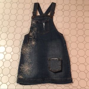 Lucky Brand Embroidered Denim Overall Dress